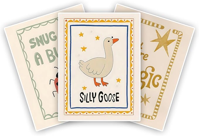 Set of 3 Kid's Room Wall Decor Nursery Poster Cute Animal Picture Animal Wall Art 12x16 Inch Unframed Inspirational Quote Poster for Boy and Girls Room Baby Room BedRoom BathRoom Office Children Room