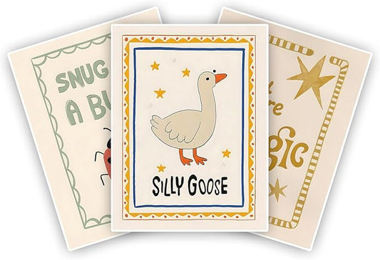 Set of 3 Kid's Room Wall Decor Nursery Poster Cute Animal Picture Animal Wall Art 12x16 Inch Unframed Inspirational Quote Poster for Boy and Girls Room Baby Room BedRoom BathRoom Office Children Room