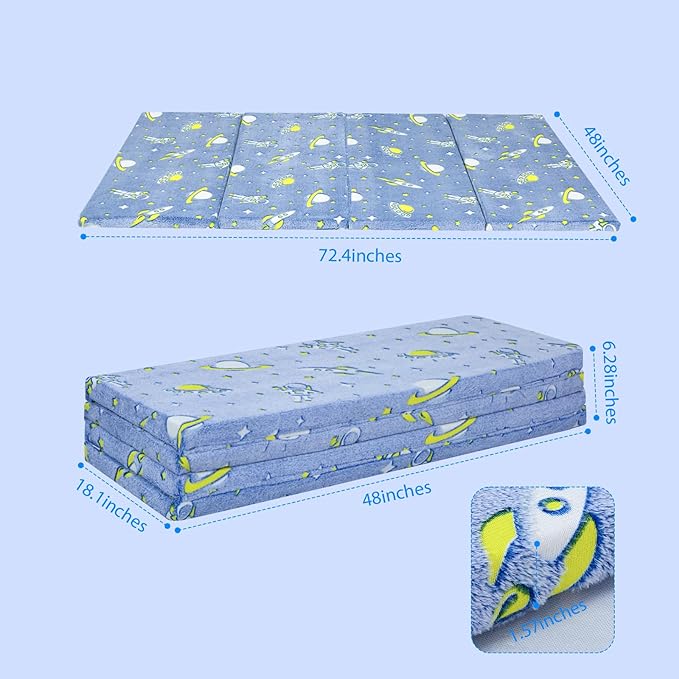 MeMoreCool Kids Floor Futon Mattress, Play Mat Muscle Mat Large 6x4 FT, Thicken Foam Tatami Mattress for Children Play Area, Foldable Sleeping Crawling Pad for Playroom