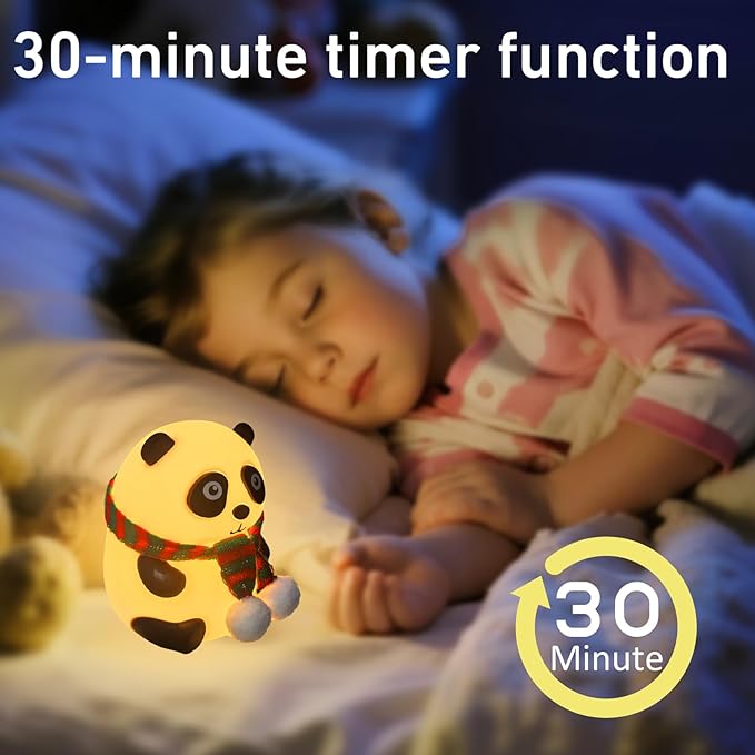 Cute Panda Night Light, LED Squishy Novelty Animal Night Lamp with 7 Color Modes, Soft Silicone Dimmable Nursery Nightlight for Breastfeeding Toddler Baby Kids Decor, Cool Gifts Kids (Panda)