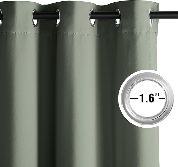 NICETOWN Dark Mallard Curtains for Living Room 84 inches Long 2 Panels, Thermal Grommet Curtains for Living Room, Noise Reducing Privacy Window Treatment Shades for Bedroom, Laundry Patio, W52
