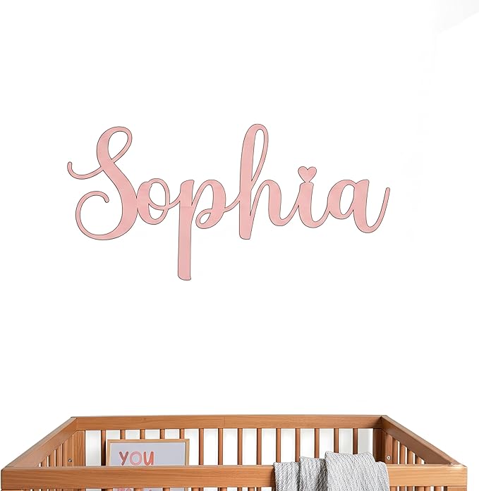 Custom Wood Name Sign For Nursery, 1/3 INCH THICKNESS, Boho Nursery Sign, Family Name Signs, 3D Wall Art for Children & Kids Rooms, Baby Shower, First birthday gift(First Name)