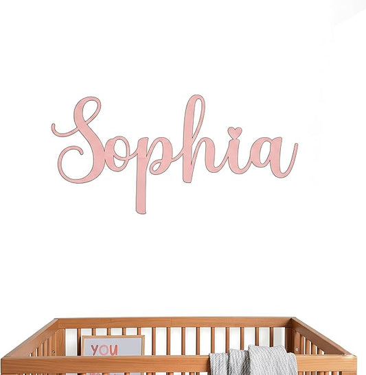 Custom Wood Name Sign For Nursery, 1/3 INCH THICKNESS, Boho Nursery Sign, Family Name Signs, 3D Wall Art for Children & Kids Rooms, Baby Shower, First birthday gift(First Name)