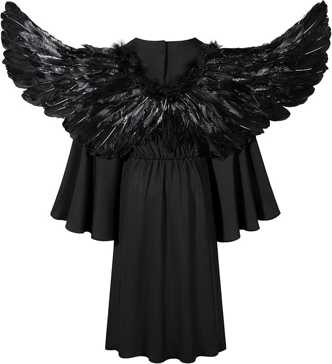 Irtysh Kids Angel Costume With Angel Feather Wings headband Wand Set For Girl's Halloween Birthday Cosplay