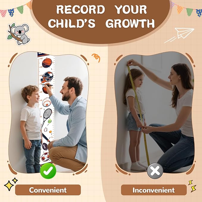 Personalized Name Growth Chart for Kids, Dinosaur Canvas Height Growth Chart, Kids Measuring Chart for Wall, Kids Room Wall Decor, Removable & Waterproof Growth Chart Ruler
