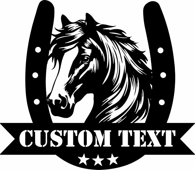 Personalized Horse Head Metal Sign with Horseshoe – Custom Name Farm & Home Decor- Personalized Birthday Gift for Horse Owners, Riders