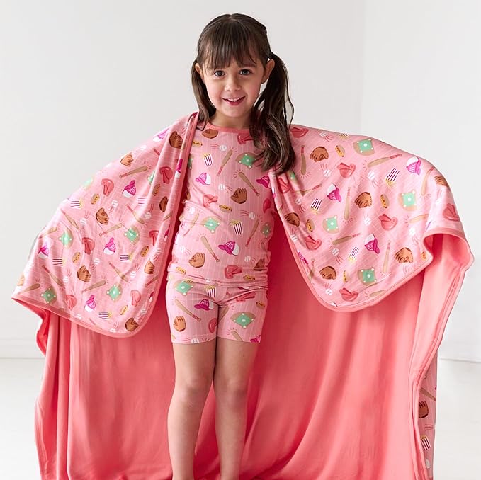 Little Sleepies Cloud Blanket, Soft Viscose from Bamboo Toddler & Baby Blanket for Boys & Girls, Lightweight, Perfect for Hot Sleepers, 50" x 50", Large (Pink All Stars)