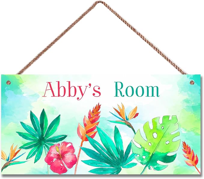 Personalized Flowers Sign Door Décor For Kids Room Custom Name Little Man Cave Wall Art Decor, Cute Cartoon Floral Nursery Art Plate For Girls Room Boys Bedroom