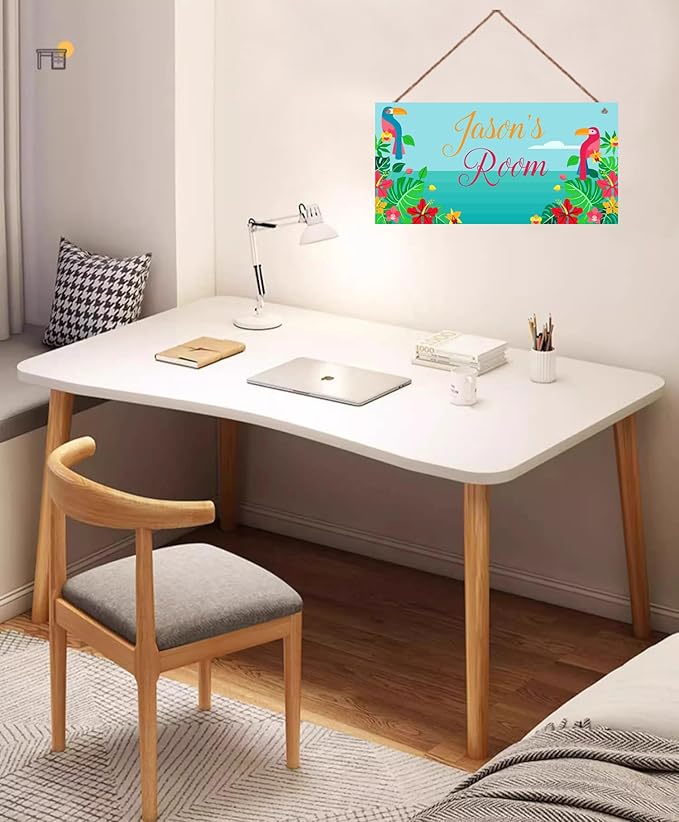 Personalized Bird Sign Cute Animal Themed Little Man Cave Sign For Kids Room Nursery Door Decor,Custom Name Flowers Wall Art Decor Decorative Plate for Boys Bedroom Girls Room