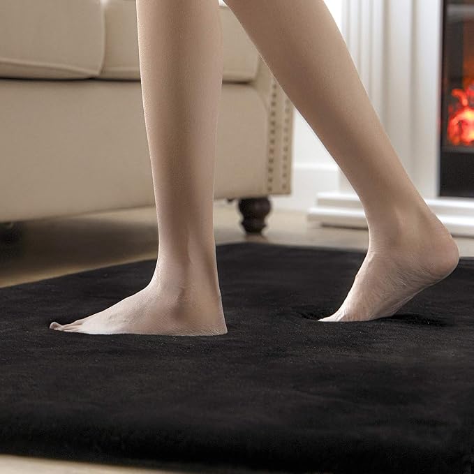 Ashler Faux Fur Rug, Ultra Soft Faux Rabbit Fur, Black Area Rugs, 4 x 6 Feet Rectangle, Machine Washable Nursery Decor Throw Rugs for Bedroom, Kids Room, Living Room