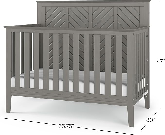 Child Craft Atwood 4-in-1 Convertible Crib, Baby Crib Converts to Day Bed, Toddler Bed and Full Size Bed, 3 Adjustable Mattress Positions, Non-Toxic, Baby Safe Finish (Lunar Gray)