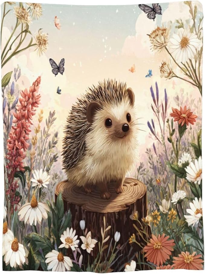 Hedgehog Blanket Cute Hedgehog Throw Blanket Soft Cozy Fleece Fuzzy Stuffed Plush Flannel Gifts for Girls Women Boys Kids Adults 60"X80"
