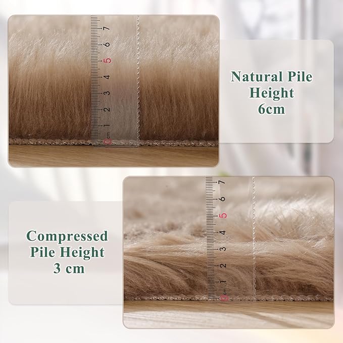 Beige Living Room Rugs 6x9 Area Rugs for Bedroom Nursery Kids Room Washable Faux Sheepskin Fluffy Fuzzy Fur Rug Home Décor