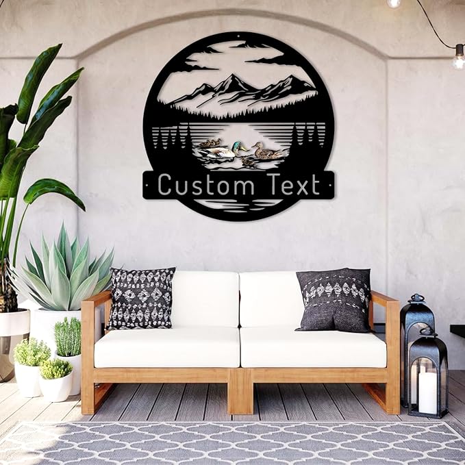 Personalized Duck Quack Shack Pasture Metal Sign,Personalized Family Name Sign, Rustic Wall Decor for Cabin/Bedroom/Porch, Anniversary/New Home/Birthday Gift for Nature Lovers/Couples