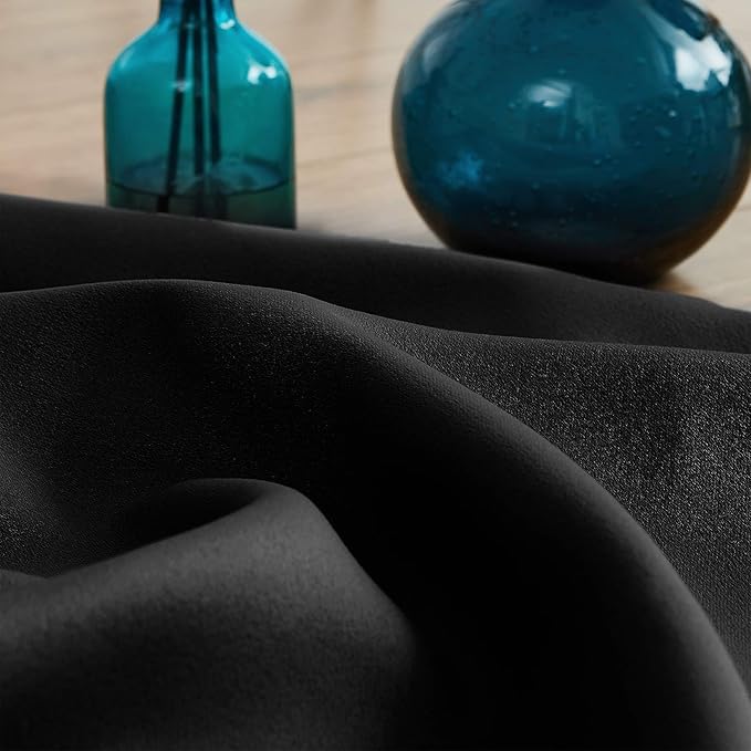 Treatmentex Pompom Blackout Curtains Bedroom Black 90 inch Length Windows Drapes Triple Weave Thermal Insulated Curtain Panels for Nursery Room Studio Hotel 52" w x2 Panels Rod Pocket