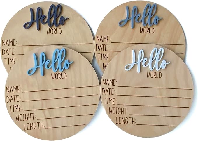 Hello World Newborn Sign, Baby Announcement Sign, Birth Announcement Sign, Hello World Nursery Sign, Baby Hospital Sign, Photo Prop for baby girl boy - (Navy Blue)
