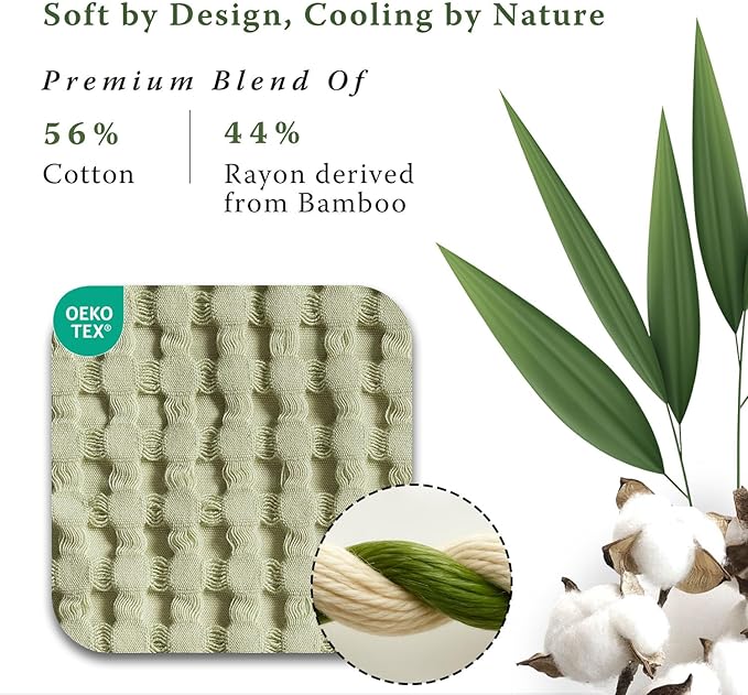 Threadmill Cooling Blanket Twin Size Waffle Weave| Breathable, Lightweight & Ultra-Soft | Made from Rayon Derived from Bamboo | Waffle Throw for Couch and Sofa | 68 x 92 Inches | Sage Green