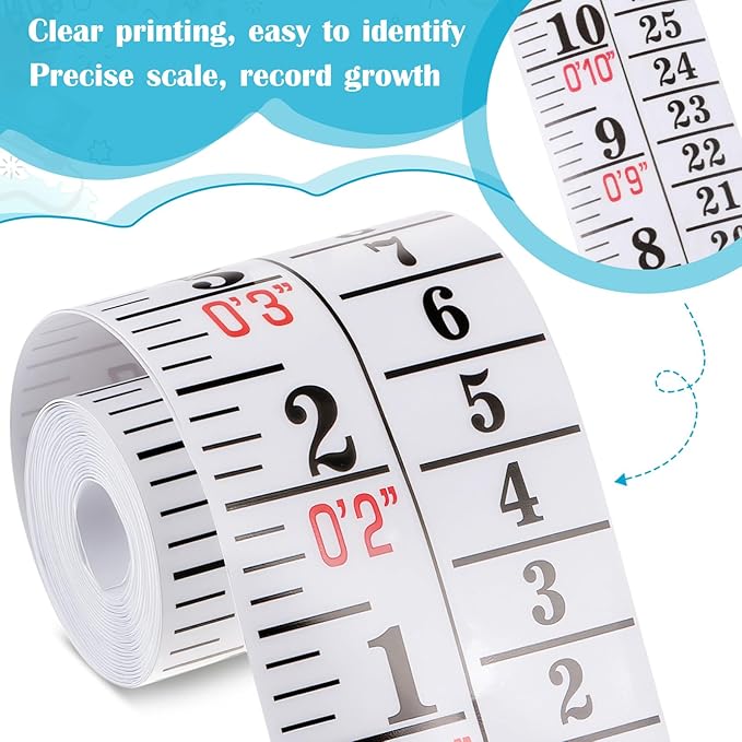 Tatuo Growth Chart Wall Labels Height Indicator Tape Ruler Growth Chart Decor Height Indicator Adhesive Ruler for Home Room Measuring (Clear)