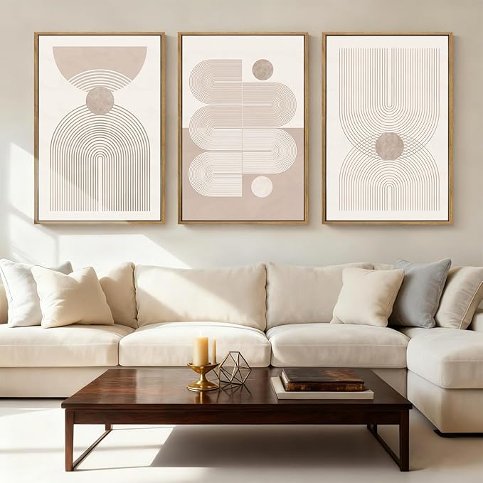 Anyzal Boho Abstract Wall Art Modern Minimalist Artwork Neutral Line Wall Decor for Living Room Bedroom Office 16x24 Inch Set of 3