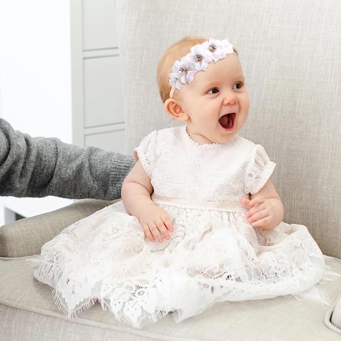 Baby Girl Floral Headbands- 3pcs Nylon Headband Handmade Flower Crown Elastic Hairband Newborn Toddler Hair Accessories Gifts for Girls （1-6 years old）