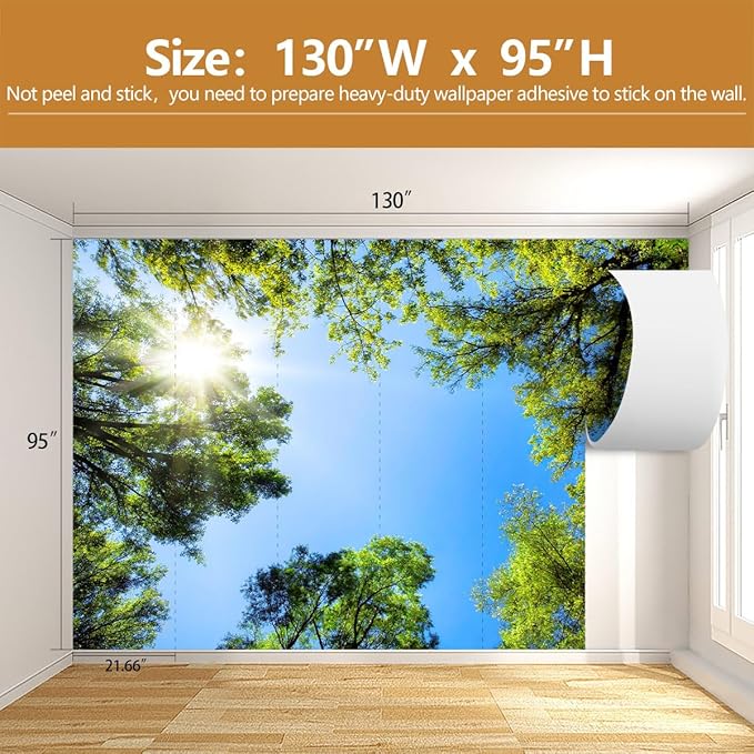 Ceiling Wallpaper Forest Sky for Living Room Bedroom Bathroom（Not Peel and Stick）
