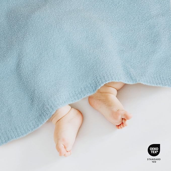 EVERGRACE Soft Plush Baby Blanket for Boys Girls, Double-Sided Fleece Fuzzy Toddler Nursery Blanket Lightweight Warm Cozy Throw Blanket for Baby Crib, Couch, Bed, Pearl Blue, 50"x60"