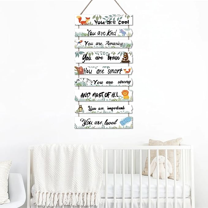 Woodland Nursery Room Decor for Baby Bedroom - Jungle Safari Animal Theme Wall Decor for Toddler Boy or Girl - Colorful Elephant Giraffe Lion Forest Wall Art Decorations