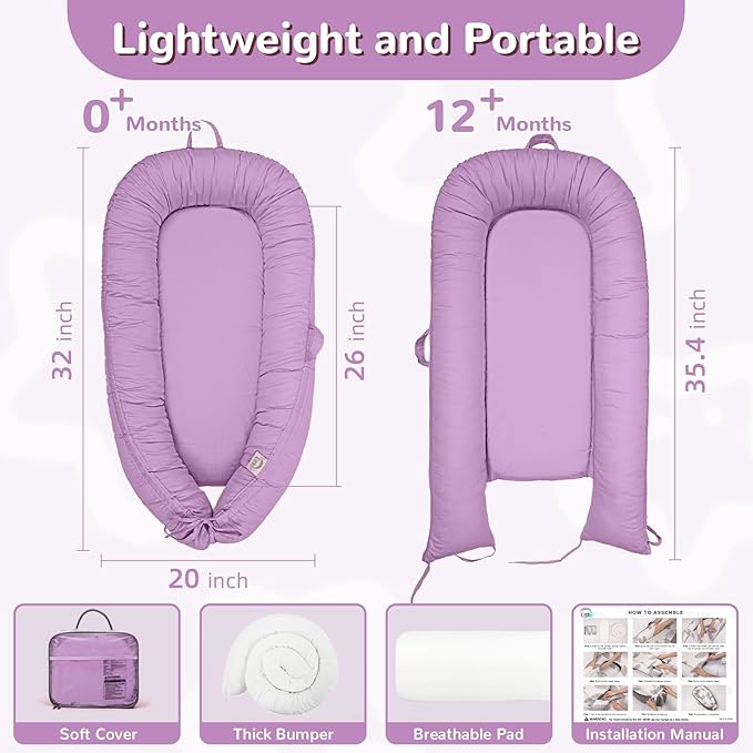 Baby Lounger, Infant Lounger for Newborn,Portable Baby Nest Cover Breathable & Soft, Newborn Essentials