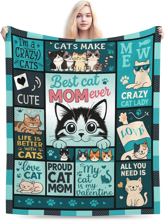 Cat Blanket Cute Cat Throw Blanket Kitten Soft Cozy Fleece Fuzzy Stuffed Plush Flannel Gifts for Girls Women Boys Kids Adults 40''x50''