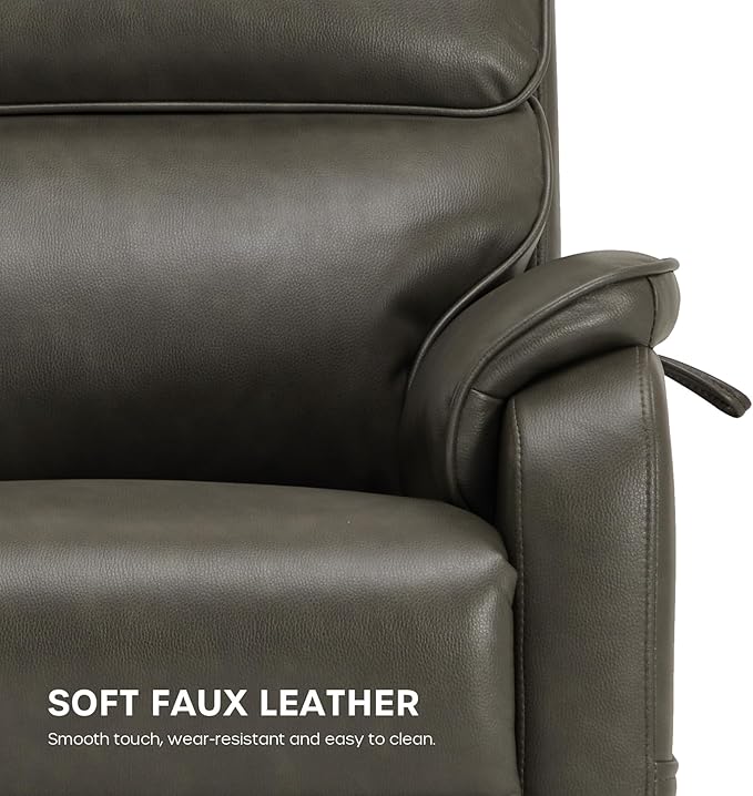 DYNOX 350 LBS Power Lift Recliner Chair for Elderly, Medium Size Dual Motor Lay Flat Infinite Positions Recliner with Heat & Massage(9188,Faux Leather,Grey)