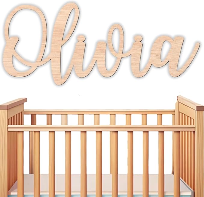 Personalized Wooden Baby Name Sign - Custom Name Wall Decor for Nursery - Boy & Girl Name Signs - Baby Announcement Sign - Wooden Custom Name Signs for Wall - Ideal Nursery Name Signs