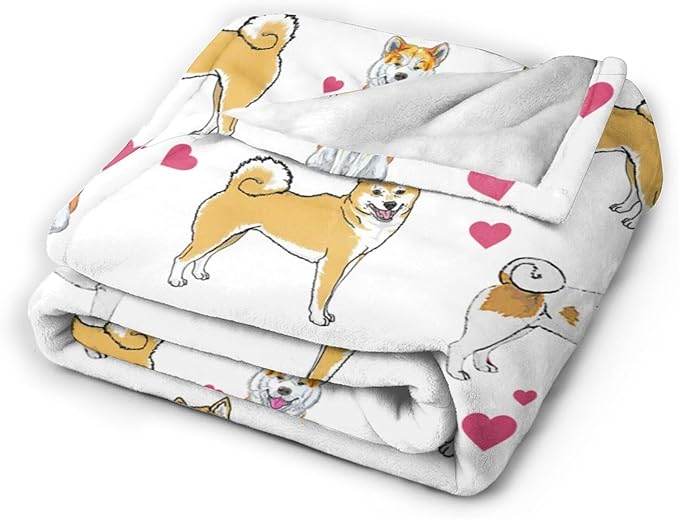 Akita Dog Gifts and Decor - Cute Dog Throw Blanket for Girls, Women, Kids, Adults - Soft, Warm, Cozy Fleece Blanket for Couch, Sofa, Bed - 80"x60"