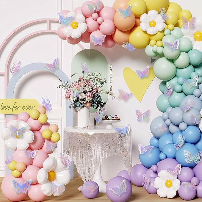 96 Pcs Butterfly Decorations 3 Sizes 4 Styles 3D Butterfly Wall Decor Party Decorations Butterflies for Crafts Birthday & Wedding Celebrations Cake Decorating Balloons Removable Stickers Dazzling
