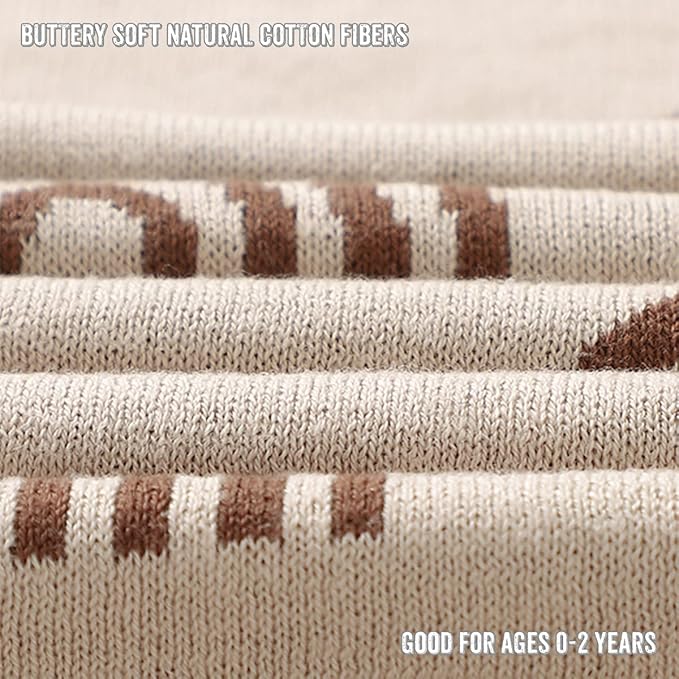 Baby Blanket for Girls and Boys - 100% Cotton Buttery Soft Cozy Receiving Swaddle Stroller Blanket for Shower Gift Registry for Newborns, Infants, Toddlers (Rainbow - Taupe)