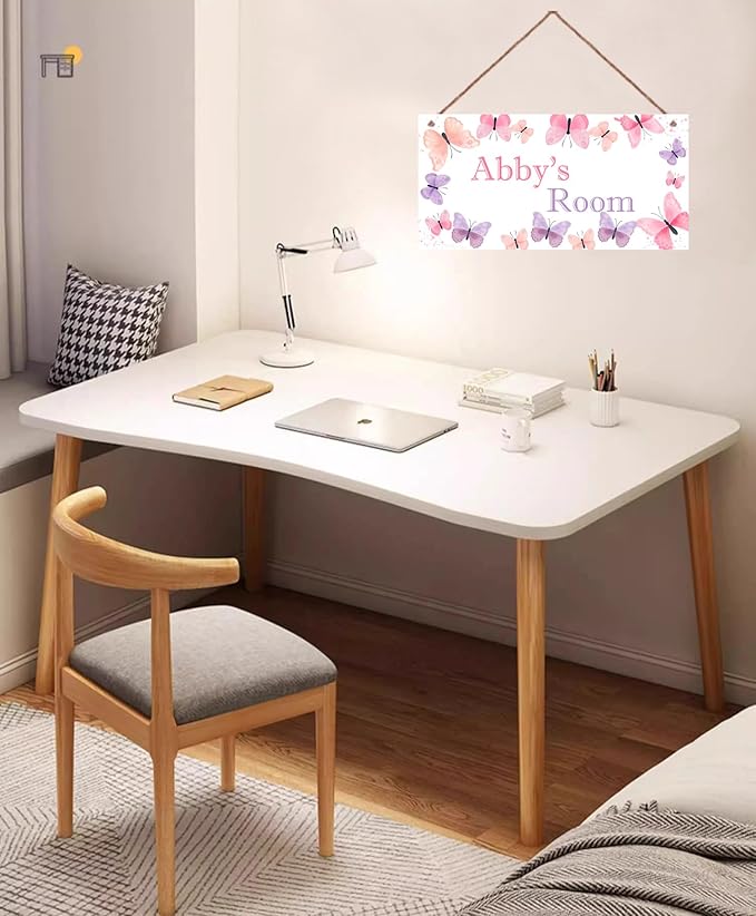 Personalized Pink Purple Butterfly Room Door Sign Girls Bedroom Baby Nursery Wall Decor Custom Name Art Wooden Plaque For Kids Room