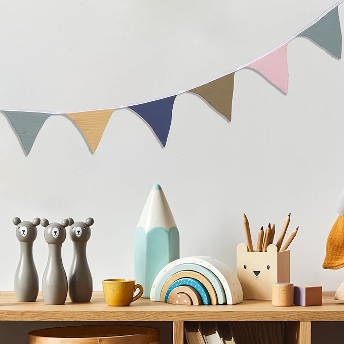 Pennant Banner Flags,Infant and toddler room decoration pennant,for Nursery Decor Baby Birthday Boho Wedding Shower Party Event (Dark multicolored banner)
