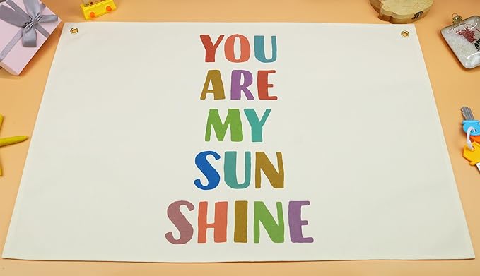Boho Rectangular Banner Flag Wall Sign Decor Gift for Baby Girl Kids,Nursery Baby Room Above Crib Bedroom Living Room Wall Decor-You Are My Sun Shine-Baby,Shower Birthday Christmas Gift