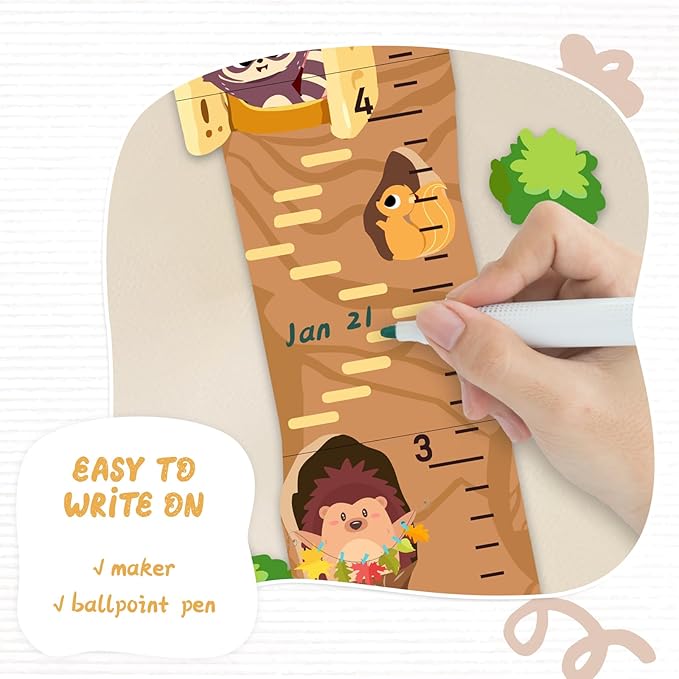 Personalized Name Growth Chart for Wall - Tree House Animals Kids Height Ruler, Wooden Growth Chart for Kids, Meaningful Memories Through Kid Size Chart Measurement