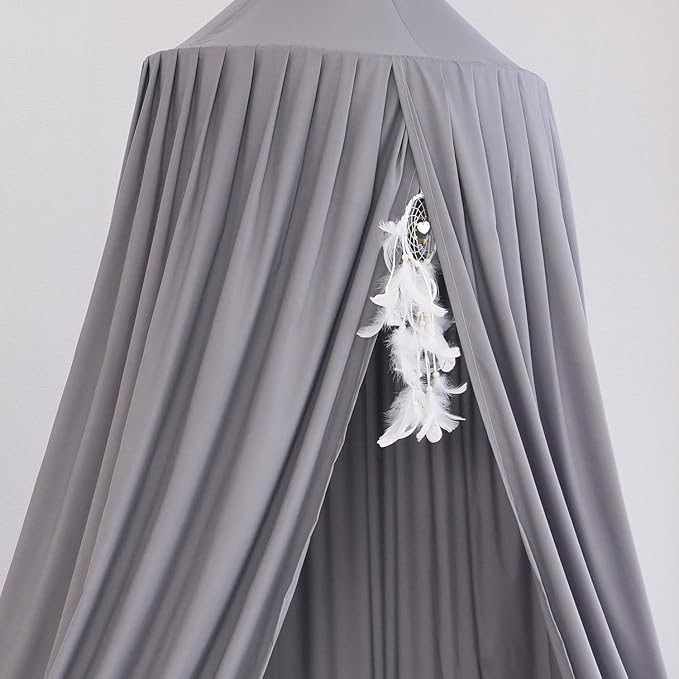 Princess Bed Canopy for Girls, Extra Large Hanging Canopy for Bed, Dreamy Play Tent for Girls Room Bedroom Decoration, Breathable Canopy Bed Curtain for Children Reading Nook - Elegant Gray