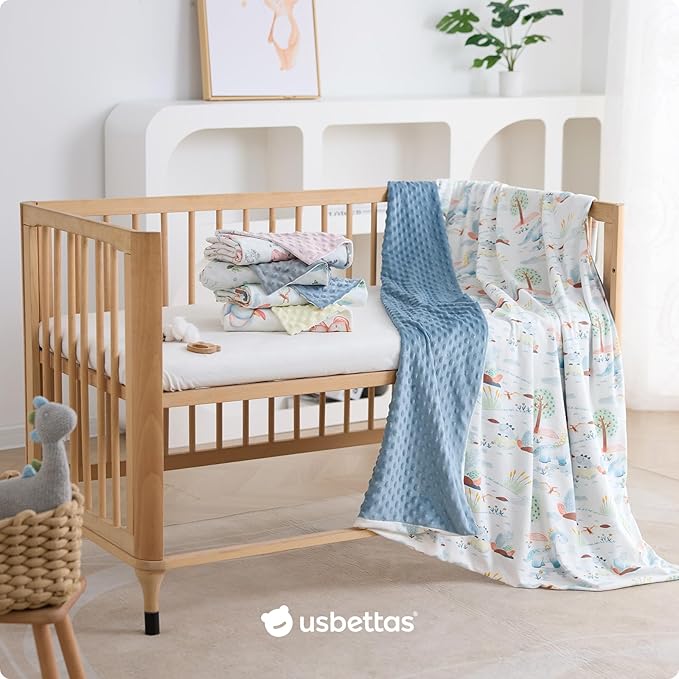 Baby Blankets for Unisex Boys Girls, Reversible Super Soft Blankets for Toddlers with Cotton Front and Dotted Fleece Backing, Lightweight Warm Crib Blanket for All Seasons 30"x40"(Dinosaur)