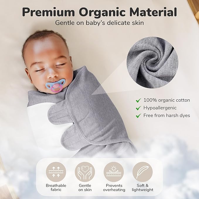 Mama Cheetah Baby Swaddle Sack, Organic Cotton Swaddle Blanket, Adjustable Swaddle Sleep Sacks, Easy Swaddles for Boy Girl 0-3 Month, Baby Essentials, 4-Pack