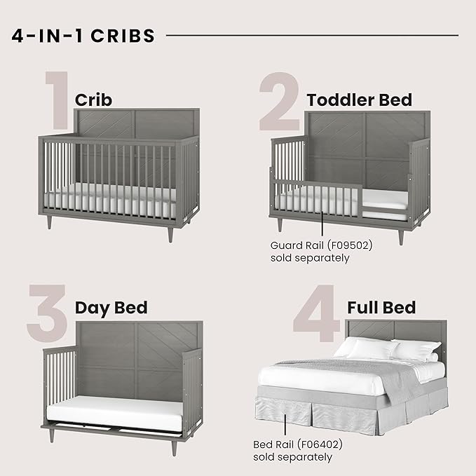 Child Craft Surrey Hill Crib, Dresser and Chest Nursery Set, 3-Piece, Includes 4-in-1 Convertible Crib, Dresser, and Chest, Grows with Your Baby (Lunar Gray)