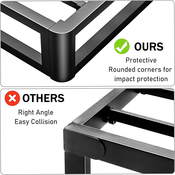 Metal Heavy Duty 14 inch California King Bed Frame with Rounded Corner and Headboard Hole Mattress Retainers 3500 LBS No Box Spring Needed Platform Noise Free Easy Assembly