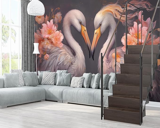 XMPMBM-Floral Birds Animals Fabric Wallpaper Living Room Bedroom Bathroom Nursery Room Wall Mural-W 154" X H 105"（112 Square Foot）