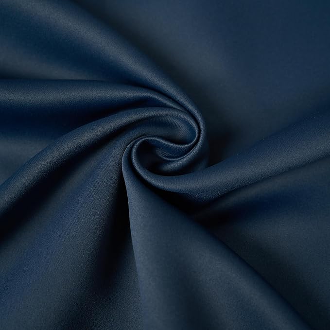 INLINAS Navy Blue Blackout Curtains with Sheer Overlay - Back Tab and Rod Pocket Thermal and Noise Reduction Panels for Bedroom and Living Room Light Blocking and Energy Saving, 52 x 63 Inch, Set of 2