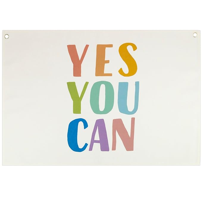 Positive Affirmation Rectangular Banner Flag Wall Decor Gift for Baby Boy Girl Kid,Nursery Playroom Reading Room Bedroom Front Decor Decor-Yes You Can-Baby Present Shower,Birthday Christmas Gift