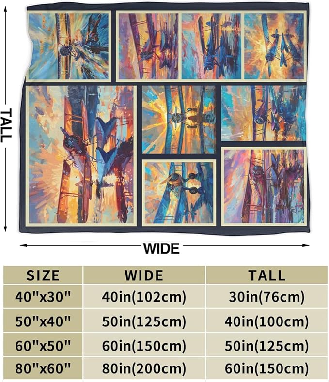 Airplane Blanket Aircraft Plane Throw Blanket Flannel Stuff Merch Cozy Decor Fleece Plush Fuzzy Warm Soft Lightweight Bedding Gifts for Pilots Women Men Girl Boy Couch 60"X50"