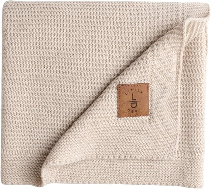 Soft Baby Knitted Blanket - Soft Toddler, Crib, Stroller Blanket - Neutral Swaddle and Receiving Blanket for Newborns, 31 x 39 in, Stone
