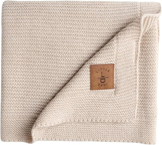 Soft Baby Knitted Blanket - Soft Toddler, Crib, Stroller Blanket - Neutral Swaddle and Receiving Blanket for Newborns, 31 x 39 in, Stone