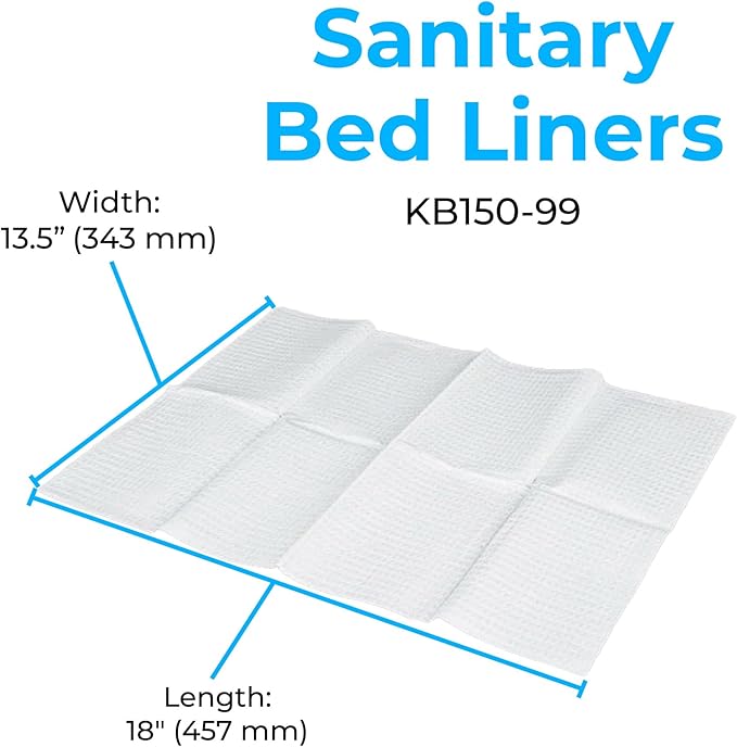 KoalaKare Sanitary Bed Liners for Baby Changing Stations – 3-Ply Biodegradable, Moisture-Resistant Quilted Liners, Eco-Friendly - 500 Liners (Model KB150-99)